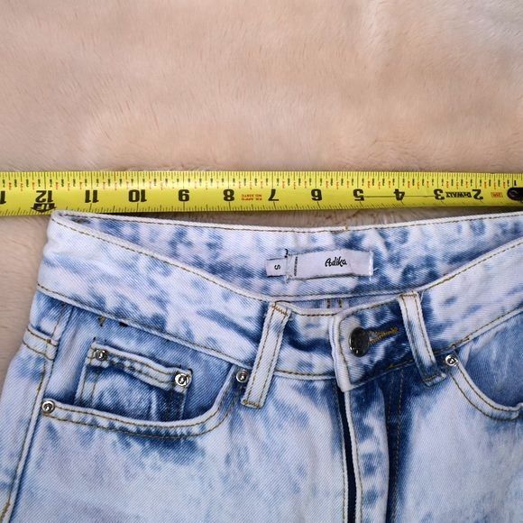 Adika White Acid Washed Denim Destroyed High Rise Jeans  Size Small - Picture 5 of 10